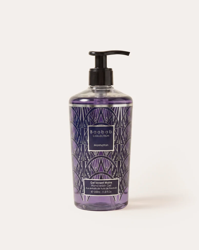 Gel lavant pour les mains Baobab Collection Manhattan 350 ml, flacon violet sérigraphié d'argent